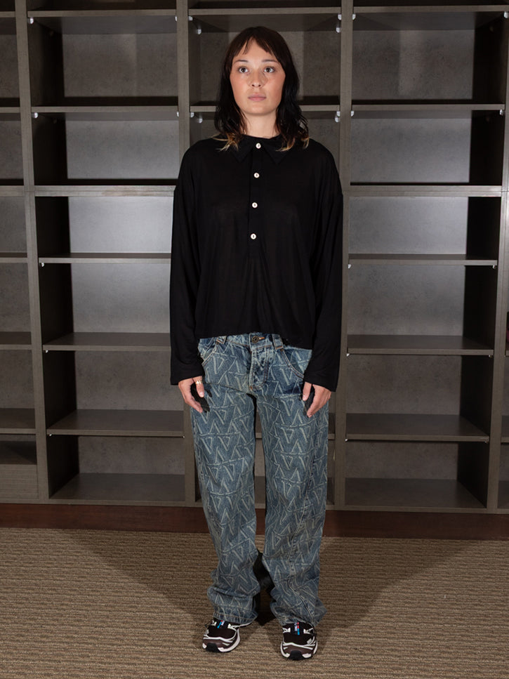 BASERANGE ベースレンジ SEAL POLO ブラック S 2025 Baserange Seal Polo Top | Garmentory