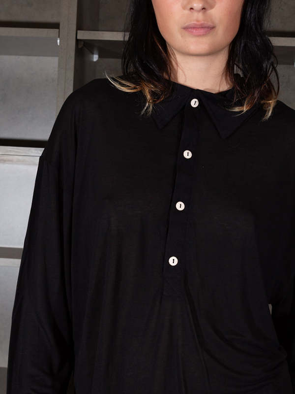 BASERANGE ベースレンジ SEAL POLO ブラック S 2025 Baserange Seal Polo Top | Garmentory