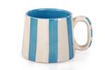 Casa Amarosa Ceramic Aqua Blue Stripe Coffee Cup Set of 4 - Thumbnail 2