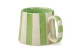 Casa Amarosa Ceramic Green Stripe Coffee Cup Set of 2 3.5 x 2.5 Inches - Thumbnail 4