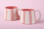 Casa Amarosa Pink Stripe Coffee Cup Set of 4 220ml - Thumbnail 3