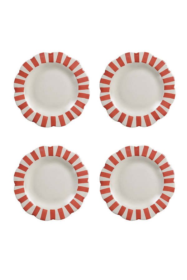 Casa Amarosa Ceramic Stripe Dinner Plate (Set of 4)