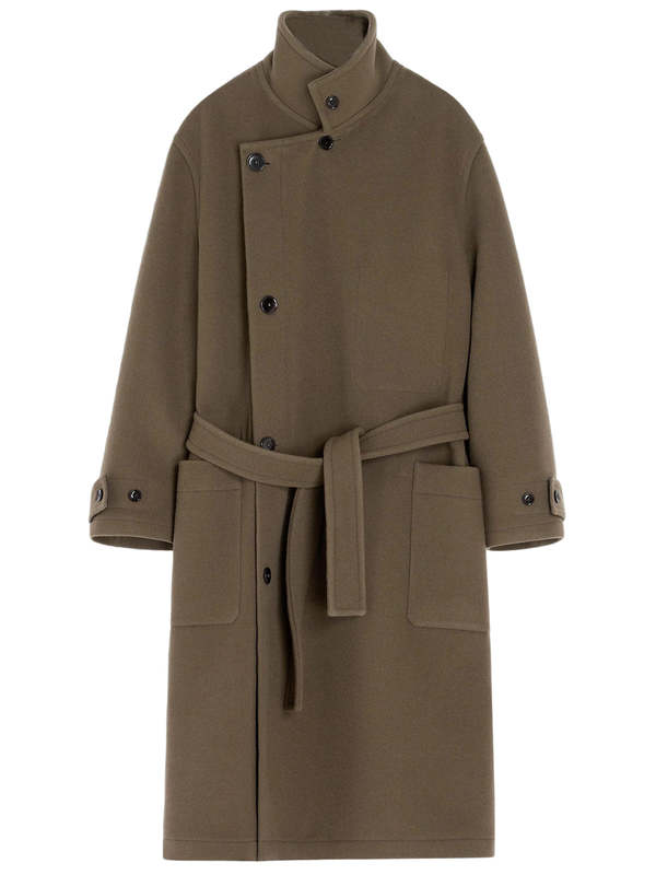 Lemaire Wrap-Around Coat - Dark Squirrel | Garmentory