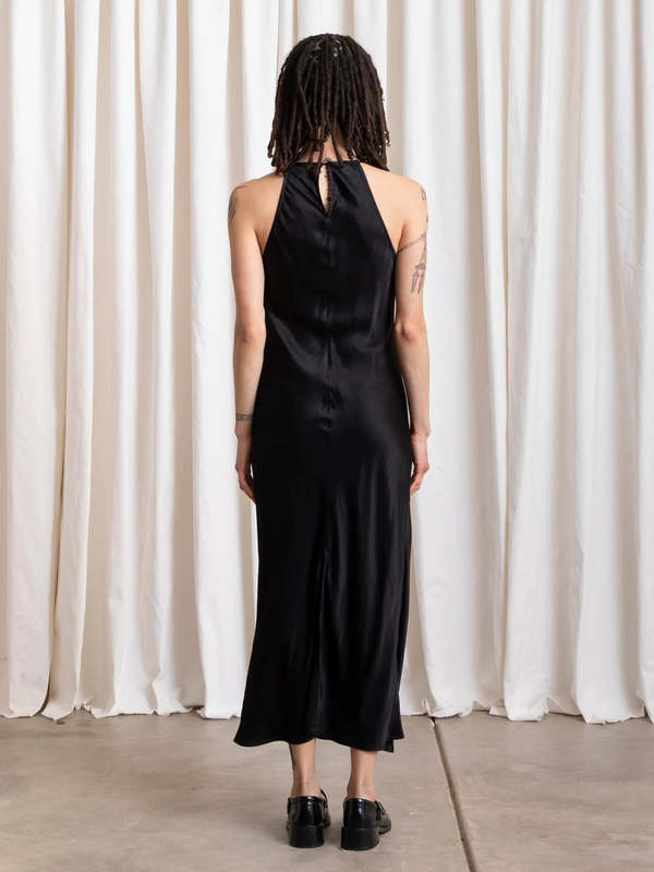 Ali Golden High Neck Bias Dress