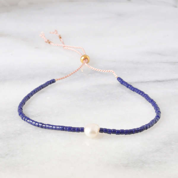 Libby and Smee Pearl String Bracelet - Midnight Blue