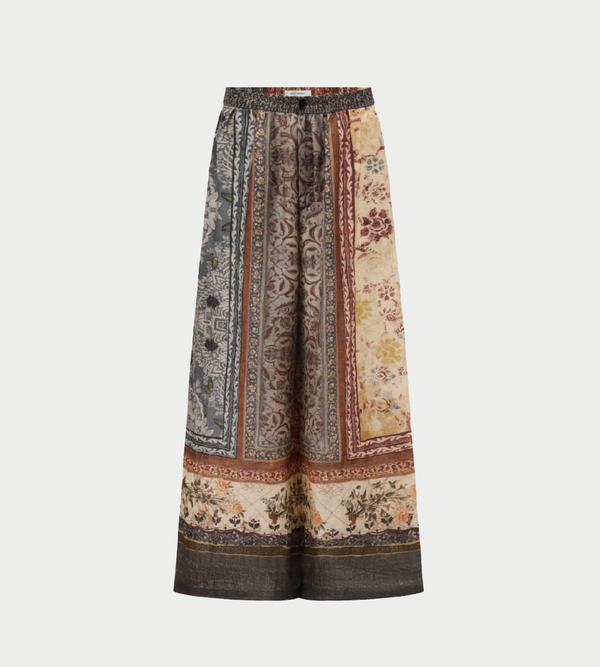 INTO THE EAST Linen Printed Wide-Leg Pants