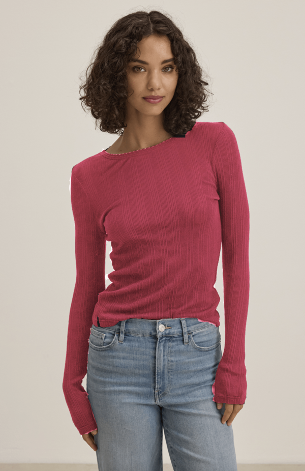 Velvet by Graham & Spencer Mauri Ribbed L/S Top - Jewel