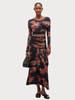 Ganni Printed Shiny Jersey Ruched Long Dress - Thumbnail 4