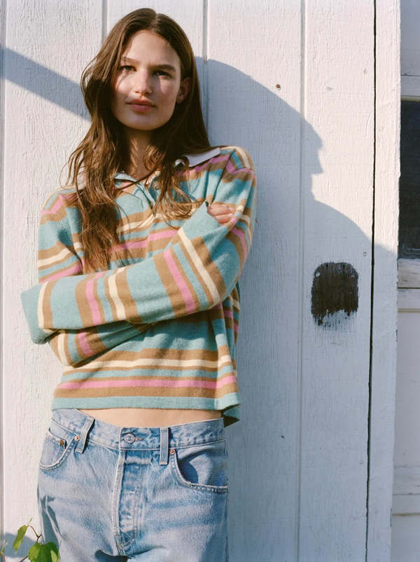 Guest in Residence Cropped Stripe Rugby Sweater Guest in Residence Cropped Stripe Rugby Sweater