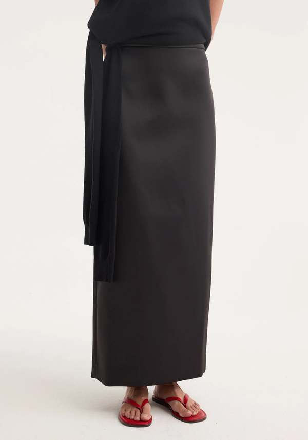 Rhe Column Satin Skirt