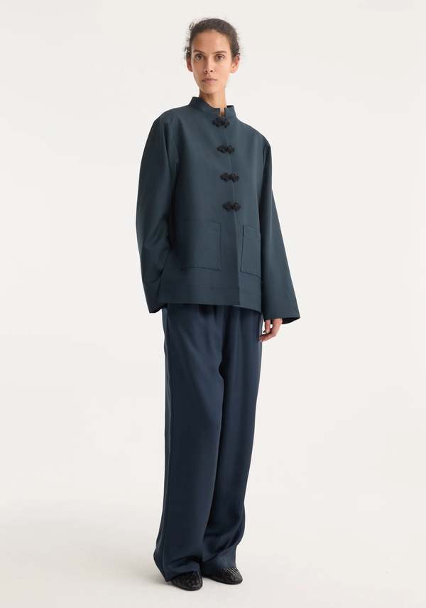 Rhe Rhe Wide Leg Silk Trousers