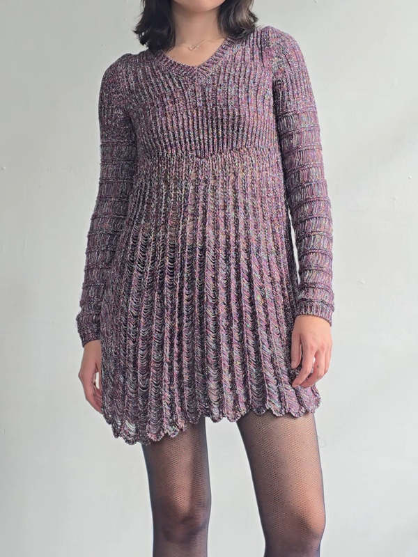 Chloe Silk Metallic Knit Dress - Purple Metallic