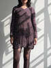 Chloe Silk Metallic Knit Dress - Purple Metallic - Thumbnail 5