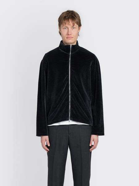 Shrunken Full-Zip Polo in Black Rayon Plait | Garmentory