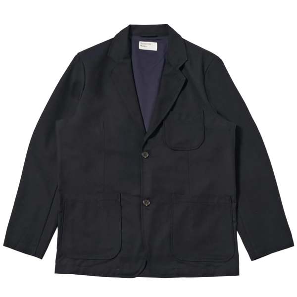 Universal Works Dark Navy Upcycled Italian Tweed Two Button Jacket Universal Works Dark Navy Upcycled Italian Tweed Two Button Jacket