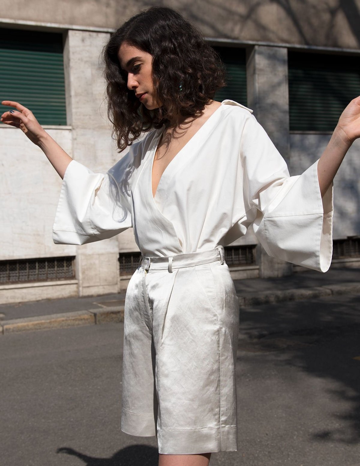 Caftanii Firenze Celine Chemise White Garmentory - Main Image