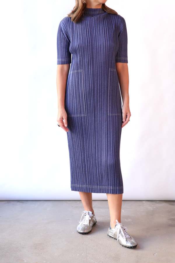 Pleats Please by Issey Miyake Cotton Denim Dress