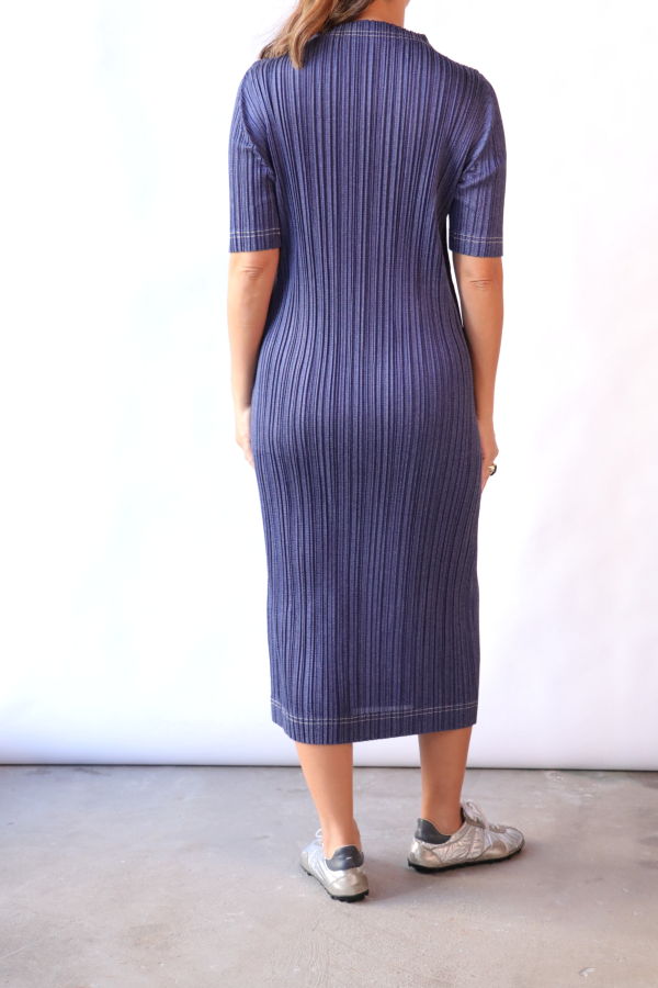 Pleats Please by Issey Miyake Cotton Denim Dress