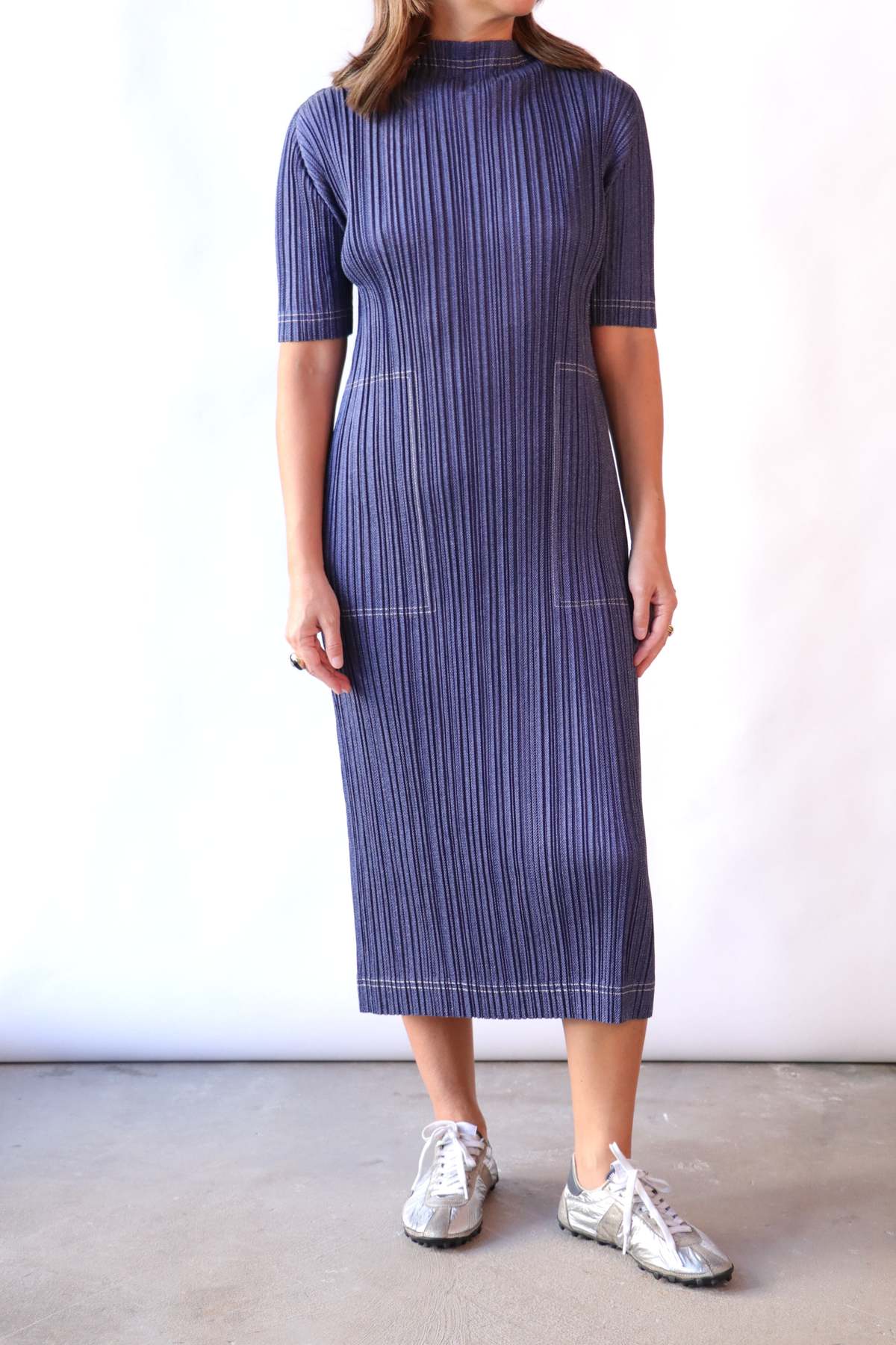 Pleats Please by Issey Miyake Cotton Denim Dress - Image 3 of 4