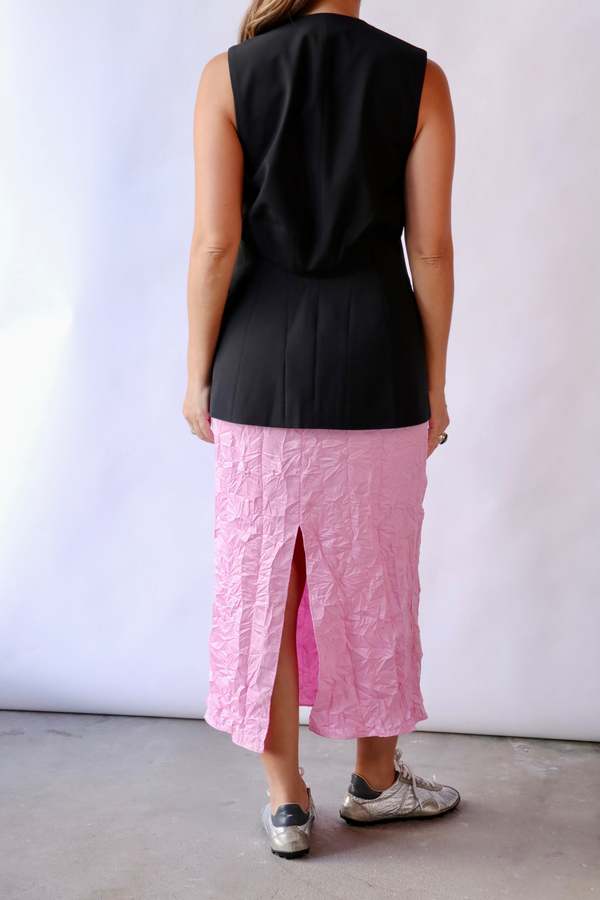 Tibi Recycled Tropical Wool Vest With Blousant Back Vest