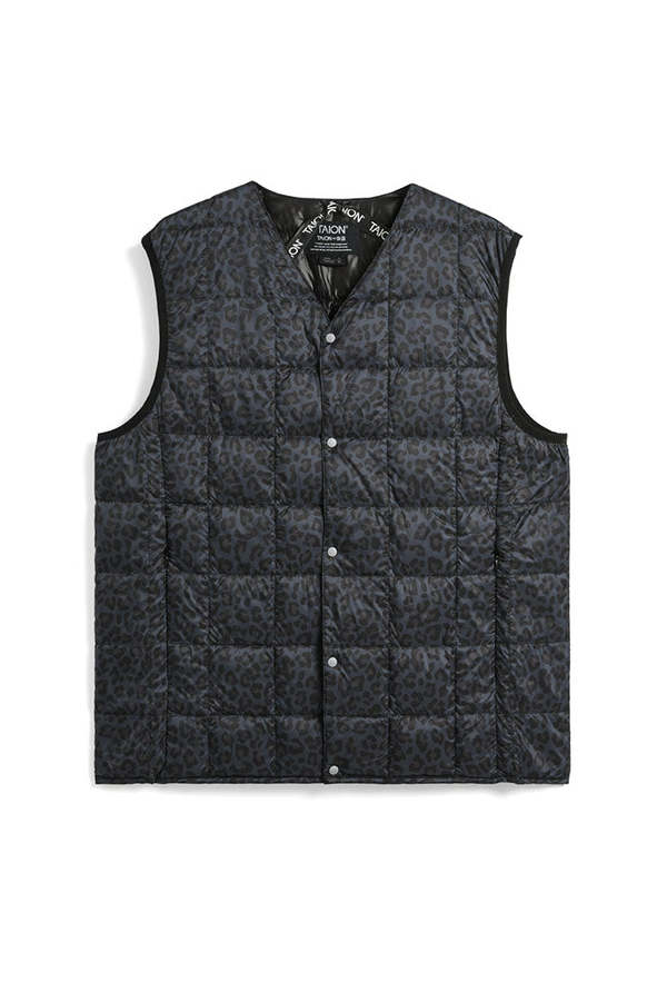 TAION V-Neck Button-Down Vest - Black Leopard TAION V-Neck Button-Down Vest - Black Leopard