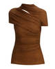Self-Portrait Rhinestone Mesh Cut Out Top - Brown - Thumbnail 1