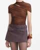 Self-Portrait Rhinestone Mesh Cut Out Top - Brown - Thumbnail 5