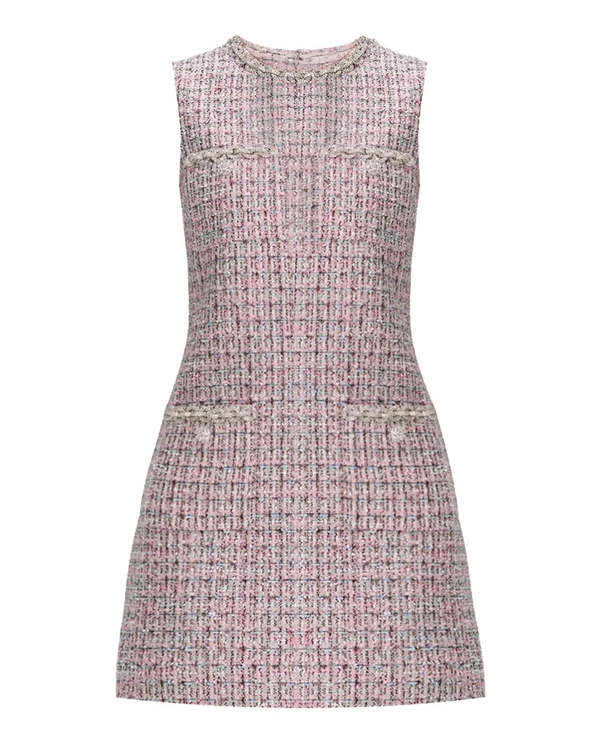 Self-Portrait Boucle Sleeveless Mini Dress - Pink Self-Portrait Boucle Sleeveless Mini Dress - Pink