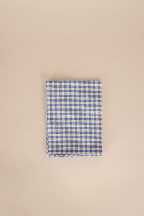Fog Linen Work Blue Check Kitchen Cloth