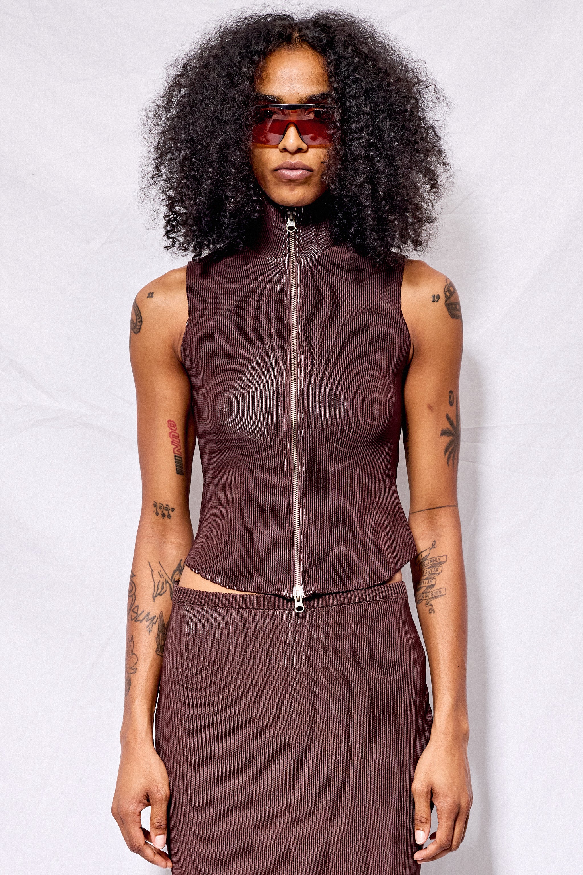 Isa Boulder Chocline Pleated Vest | Garmentory