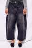 Studio Nicholson Washed Black Denim Wide Crop Pant - Thumbnail 1