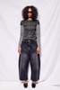Studio Nicholson Washed Black Denim Wide Crop Pant - Thumbnail 4