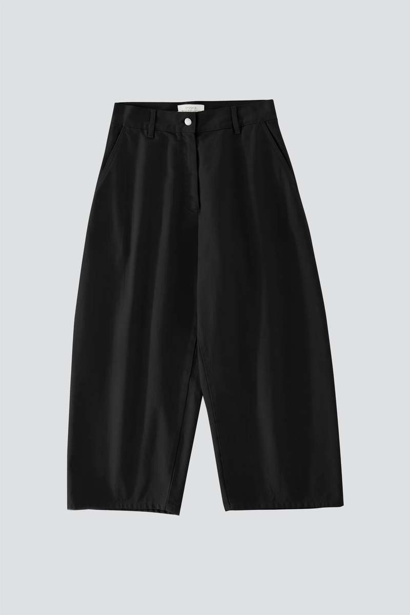 Studio Nicholson Washed Black Denim Wide Crop Pant
