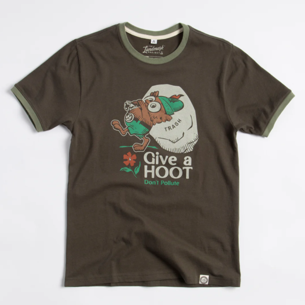 The Landmark Project Give A Hoot, Don't Pollute Short Sleeve Ringer Tee