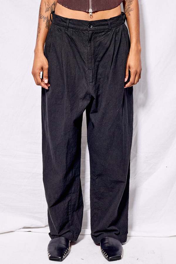 Black Crane Crinkled Trousers