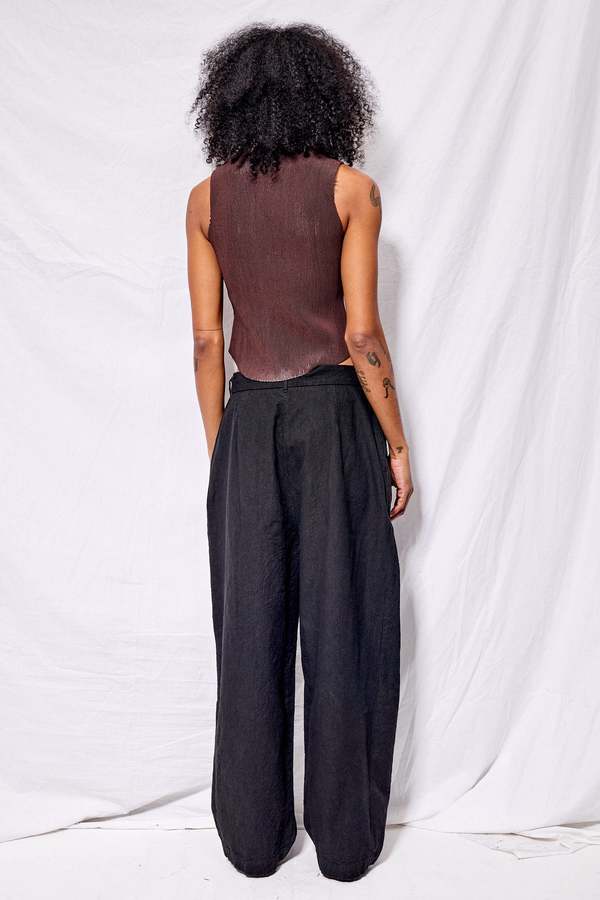 Black Crane Crinkled Trousers