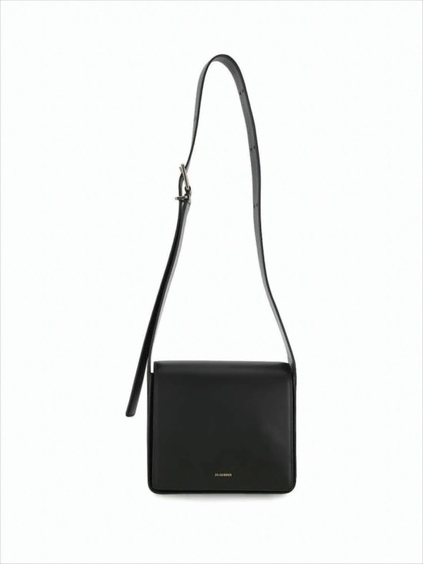 Jil Sander Structured Black Leather Crossbody Bag - Black