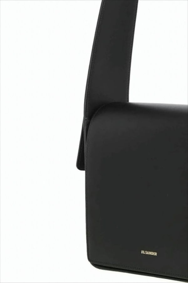 Jil Sander Structured Black Leather Crossbody Bag - Black