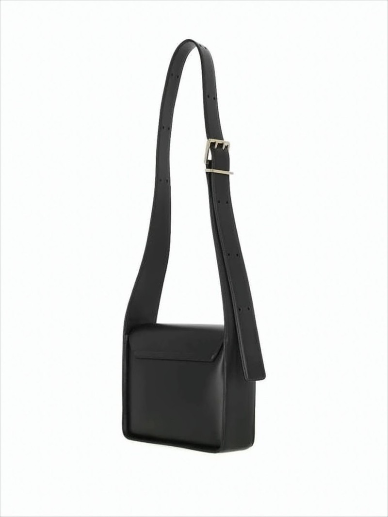 Jil Sander Structured Black Leather Crossbody Bag - Black