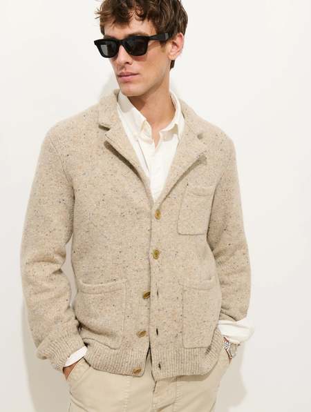 Ernie Palo Wide Rib Knit Cardigan - Beige | Garmentory