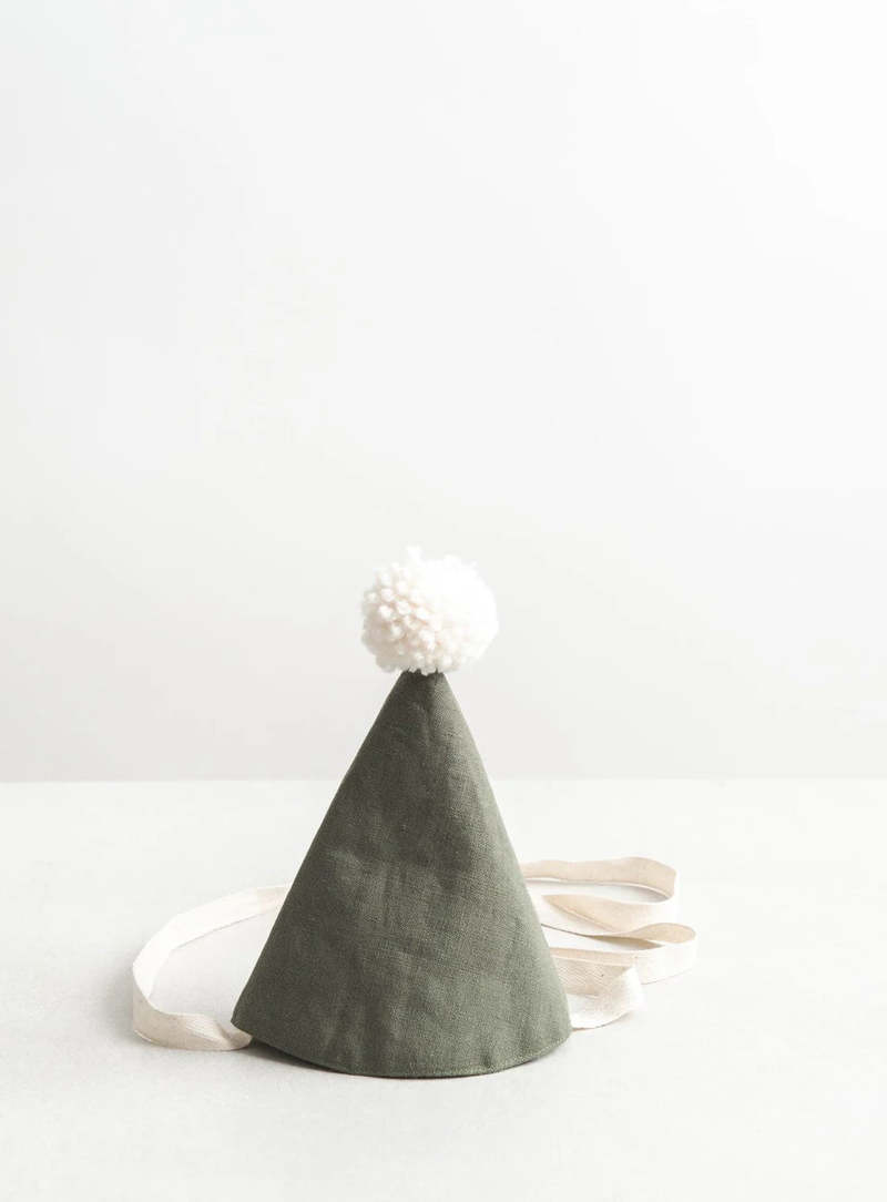 Confetti Mill Linen Birthday Hat - Forest Green