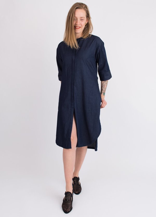 ELK Speckled Denim Summer Trench Dress - Blue | Garmentory