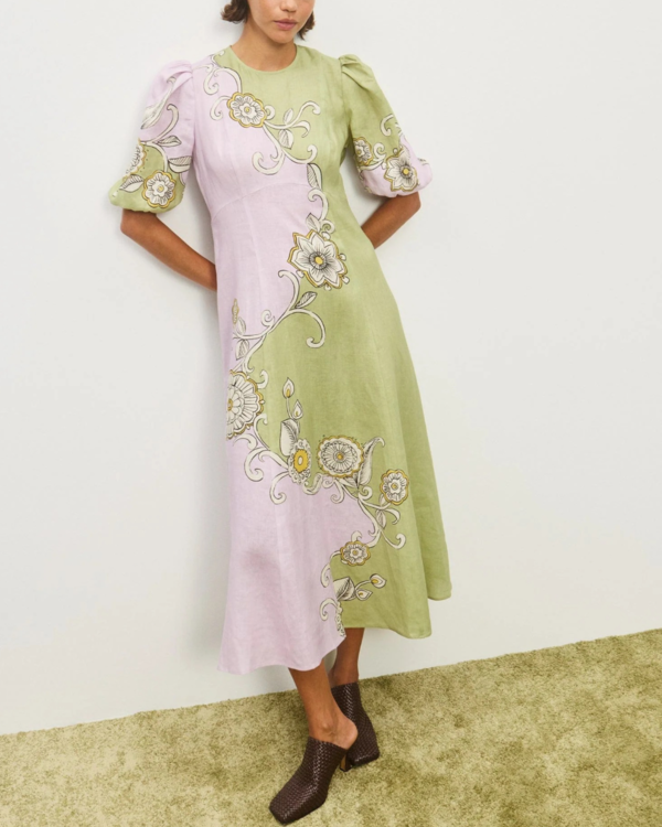 alemais midi dress sale Michelle Square Neck Midi Dress, MULTI / 4