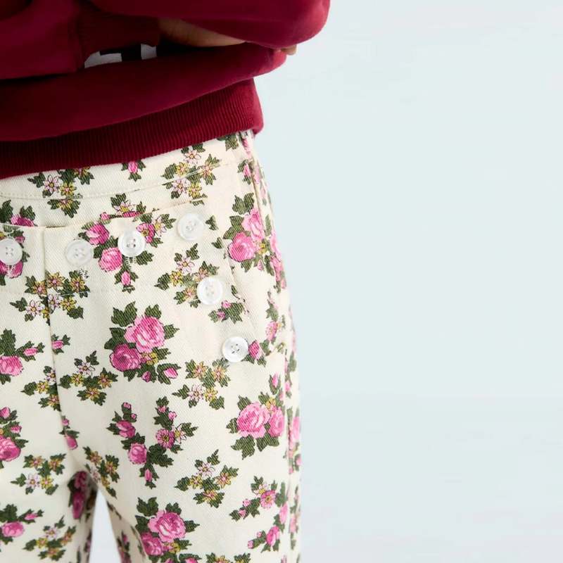 KIDS The New Society Emma Pants - Cream Floral Print