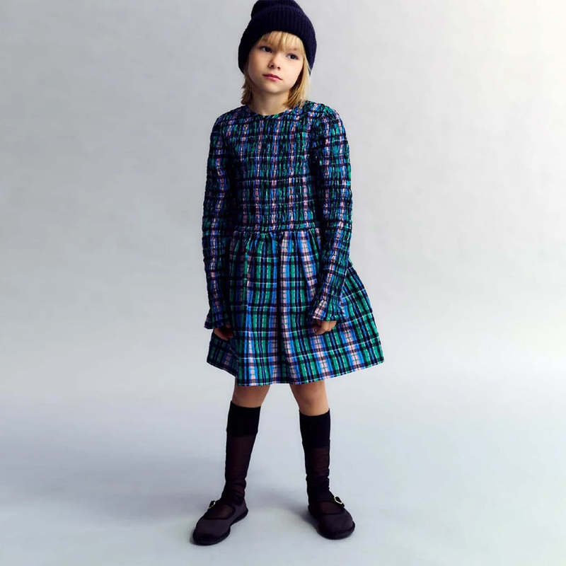 KIDS The New Society Lidia Dress - Navy Blue Checks