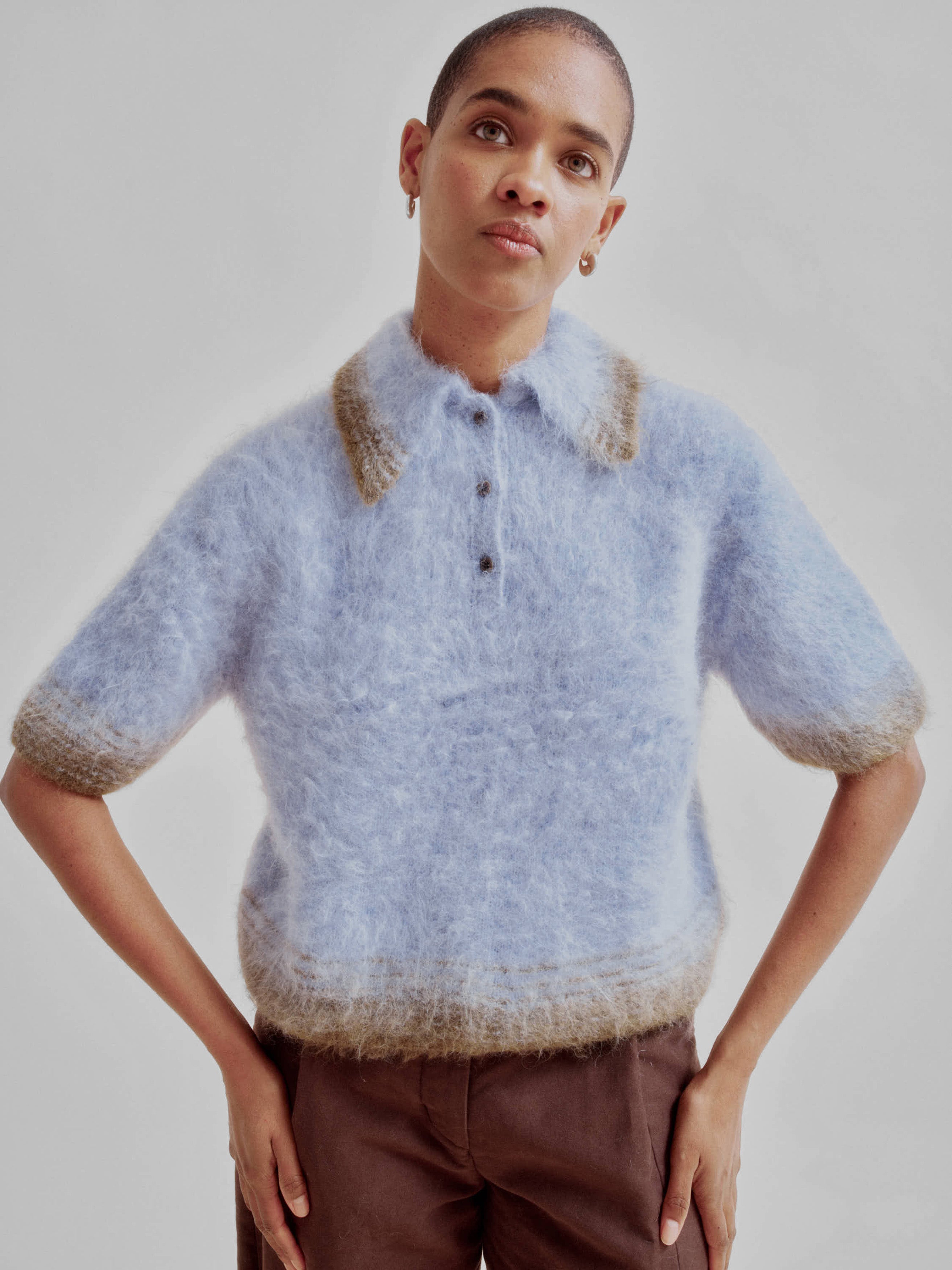 SAYAKA DAVIS NEW YORK Compact Knit Polo - Blue/Green | Garmentory