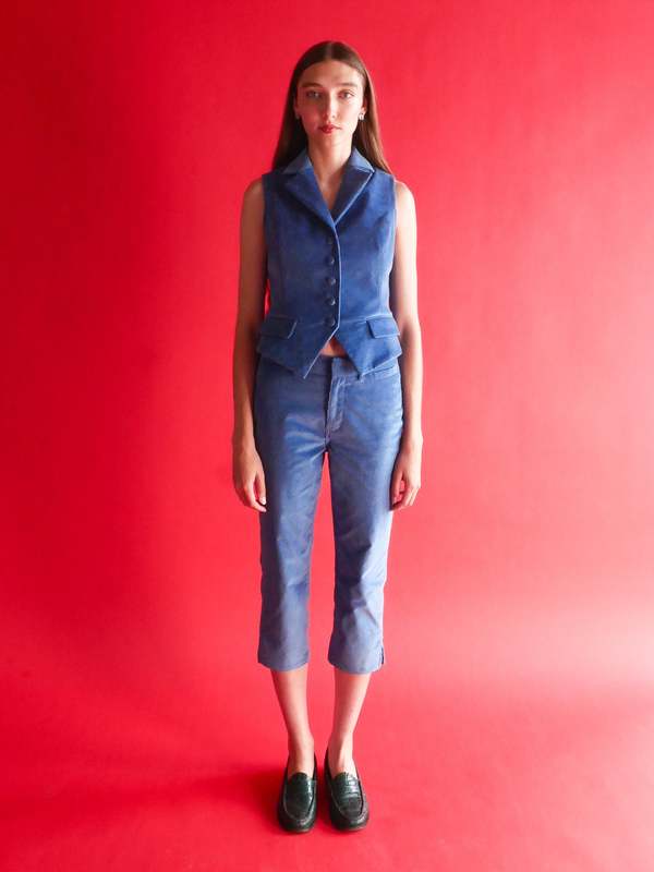 Celeste Tailored Vest - Blue Corduroy