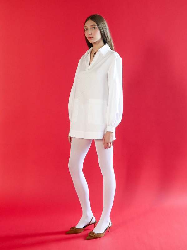 Esme Tunic Top - White Polka Dot