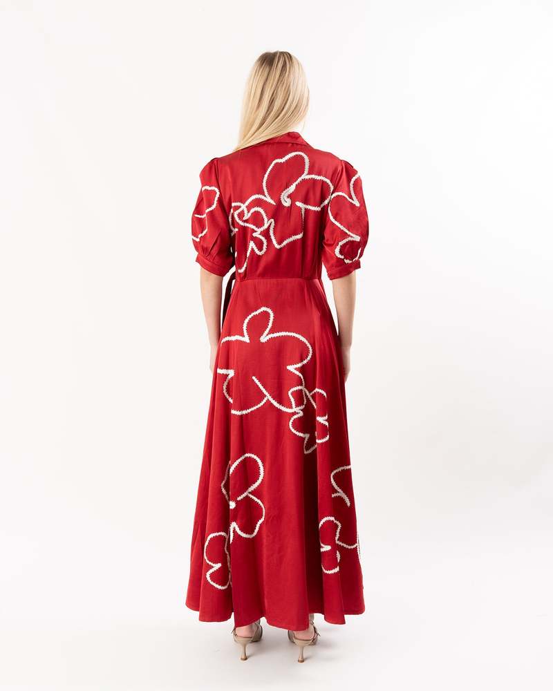 Lovebirds Lilac Dress - Barn Red