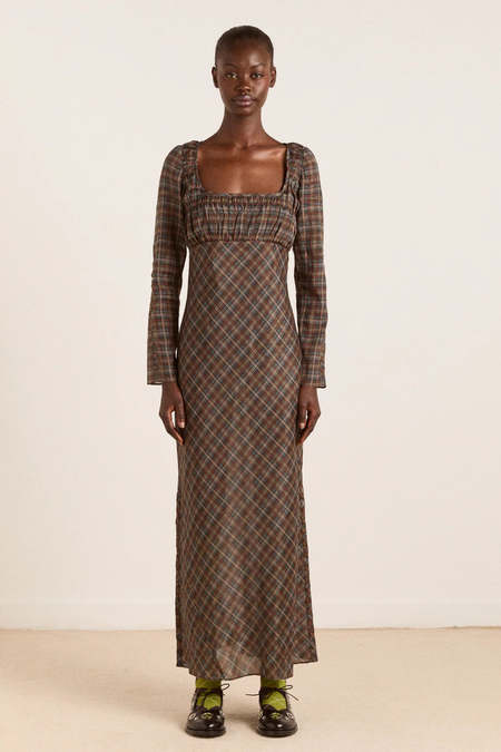 DAMSON MADDER Wren Textured Check Maxi Dress - Multi | Garmentory
